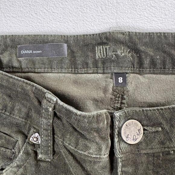 Corduroy Skinny Jeans Olive Green Kut Diana 8 Fits Like 31X29 Stretch Pants - Picture 4 of 12